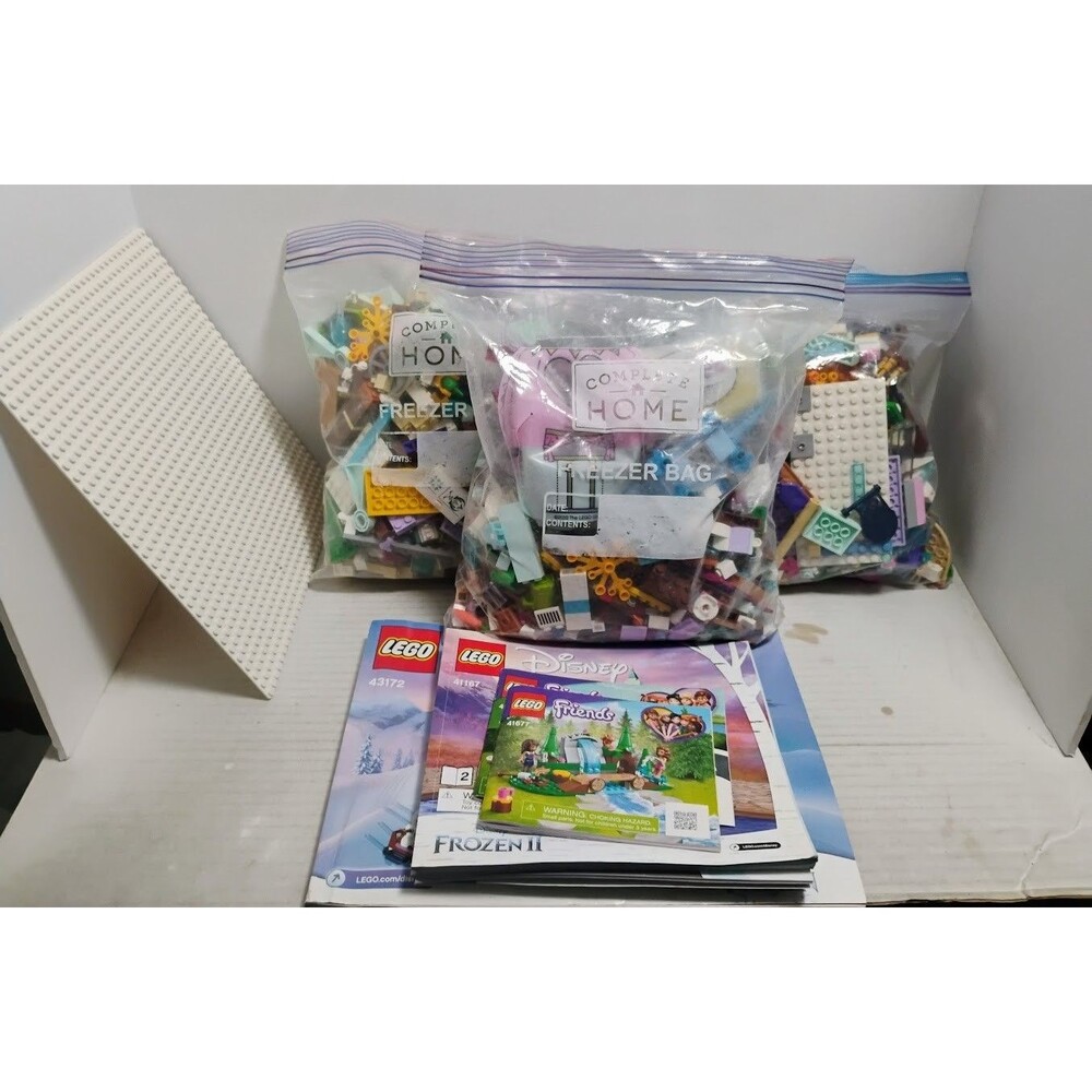 MASSIVE 6 LB + LEGO FRIENDS DISNEY MISC BULK LOT W MANUALS & 32X32 BASEBOARD
